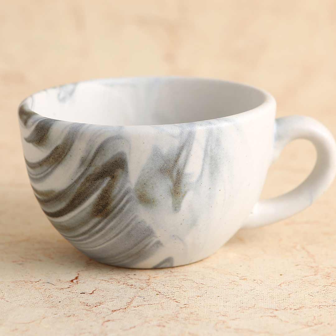 Teramo Stoneware Cappuccino Cup marble white (Set of 2)