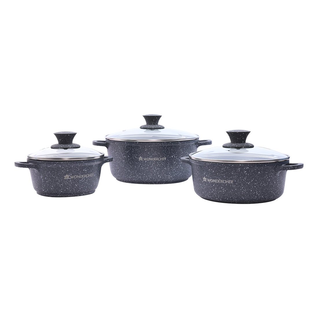 Wonderchef Granite Die-Cast Casserole Set 6Pc - Wonderchef