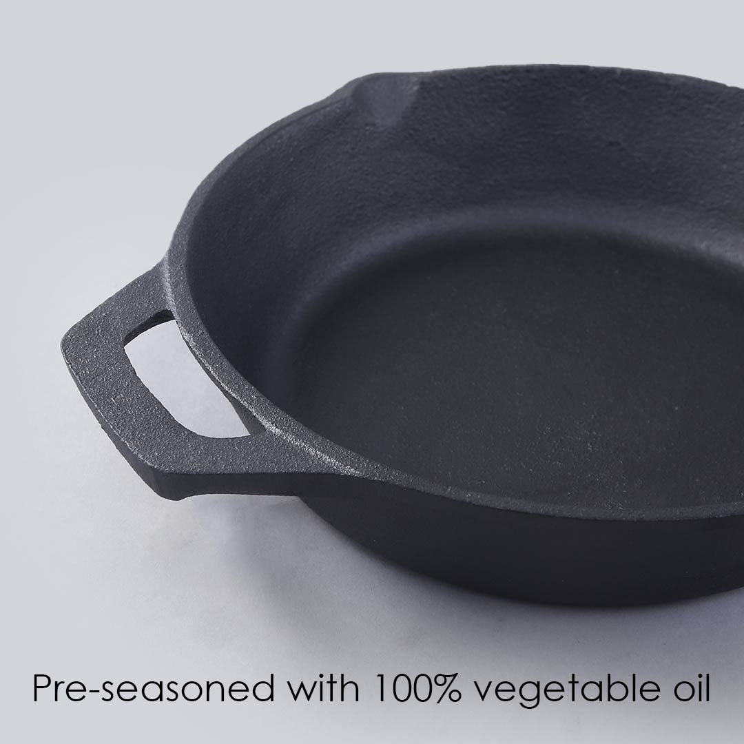 Forza Cast-iron Fry Pan, Pre-Seasoned Cookware, Induction Friendly, 24cm, 3.8mm