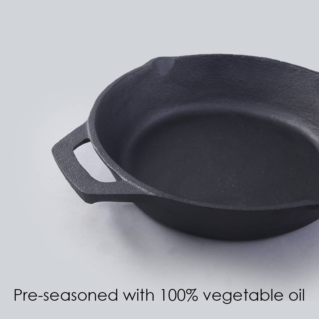 Forza Cast-Iron Fry Pan, Pre-Seasoned Cookware, Induction Friendly, 20cm, 3.8mm