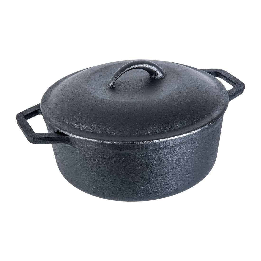 Forza Cast-Iron Fry Pan, Pre-Seasoned Cookware, Induction Friendly, 20cm, 3.8mm and Forza Cast-Iron Casserole With Lid, Pre-Seasoned Cookware, Induction Friendly, 25cm, 4.7L, 3.8mm