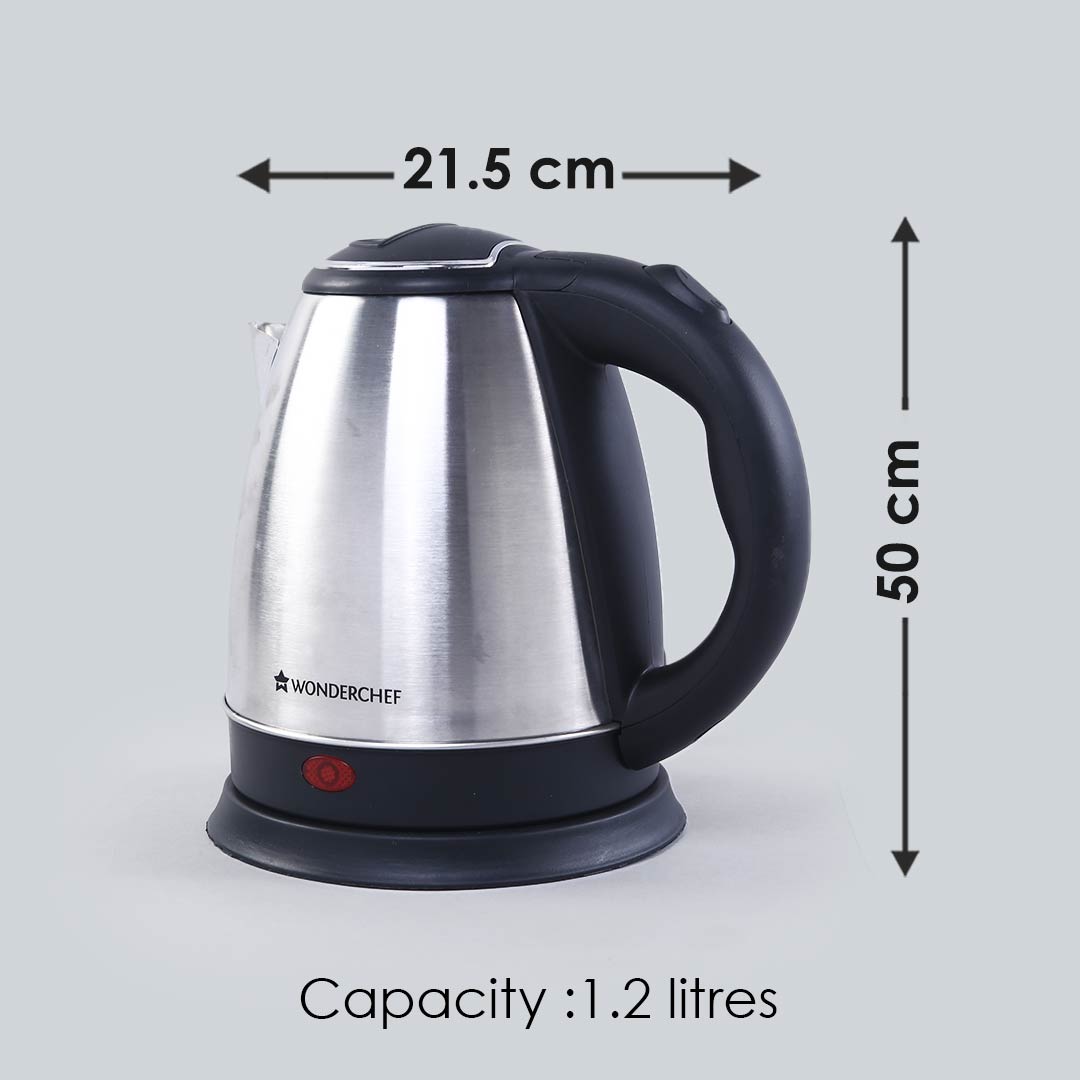 Crescent Electric Kettle, Stainless Steel Interior, Ergonomic Handle, Safety Locking Lid- 1.2L, 1350W, 2 Years Warranty