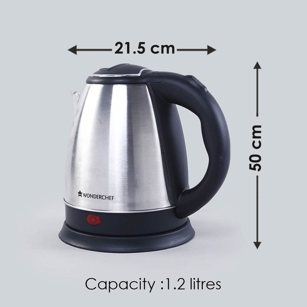 Crescent Electric Kettle, Stainless Steel Interior, Ergonomic Handle, Safety Locking Lid- 1.2L, 1350W, 2 Years Warranty