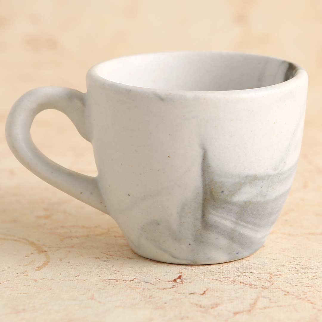 Teramo Stoneware Espresso Cup - Marble White (Set of 2)