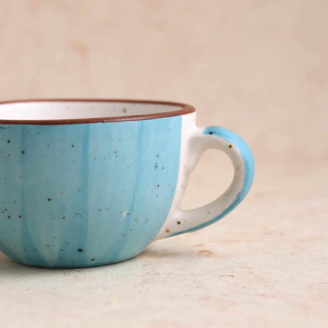 Teramo Stoneware Cappuccino Coffee Cup - Blue (Set of 2)