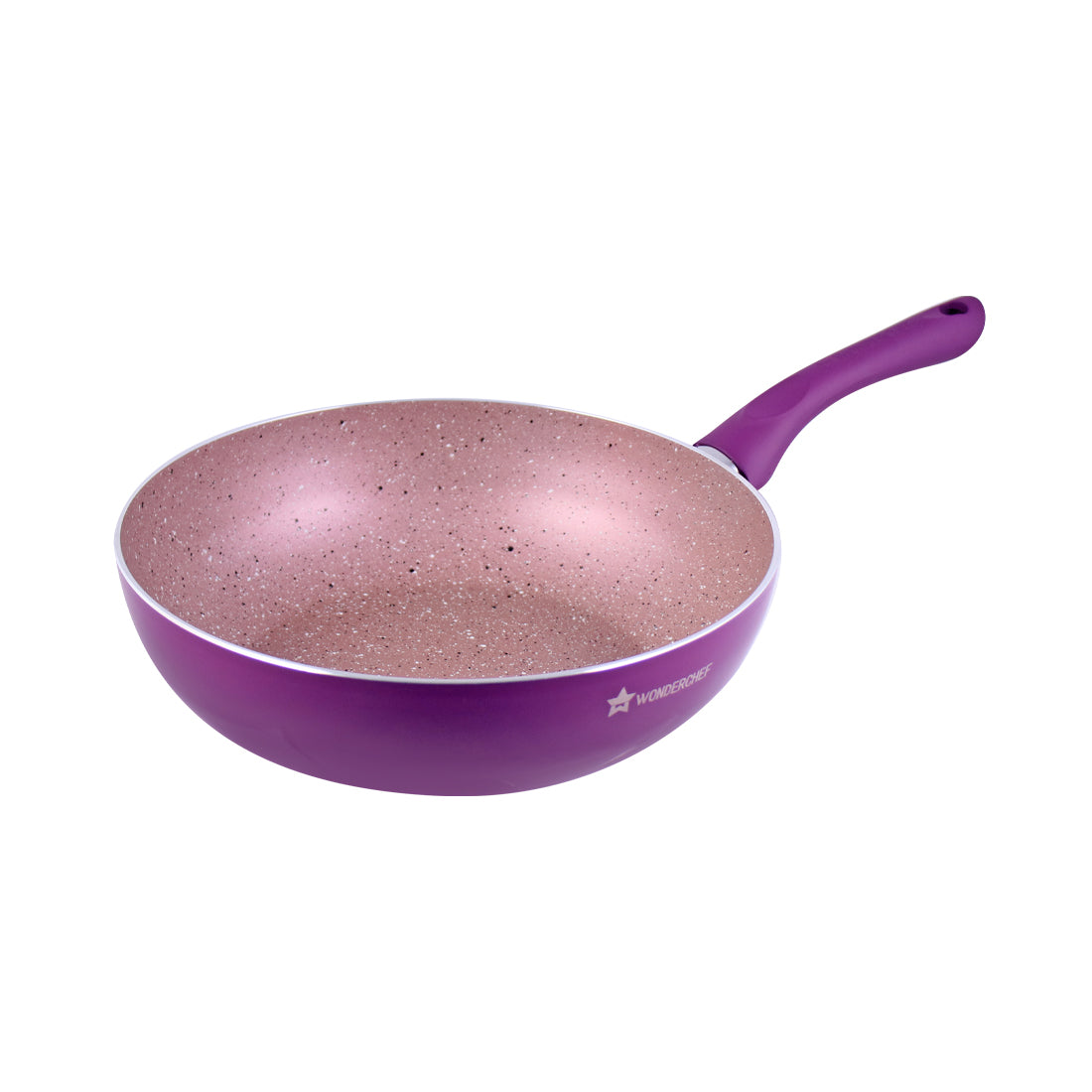 Royal Velvet Aluminium Non-stick Wok With Lid 24cm, 2.7L, Purple