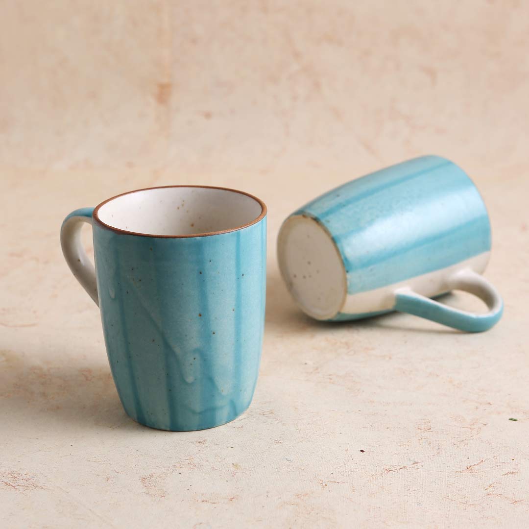 Teramo Stoneware Large Coffee Mug - Blue (Set of 2)