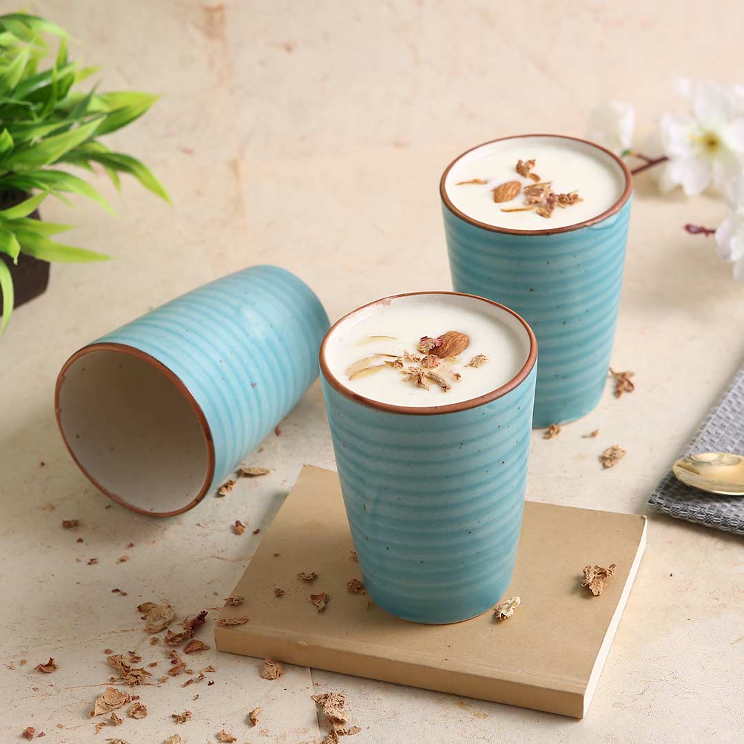 Teramo Stoneware Lassi Tumbler - Blue (Set of 2)