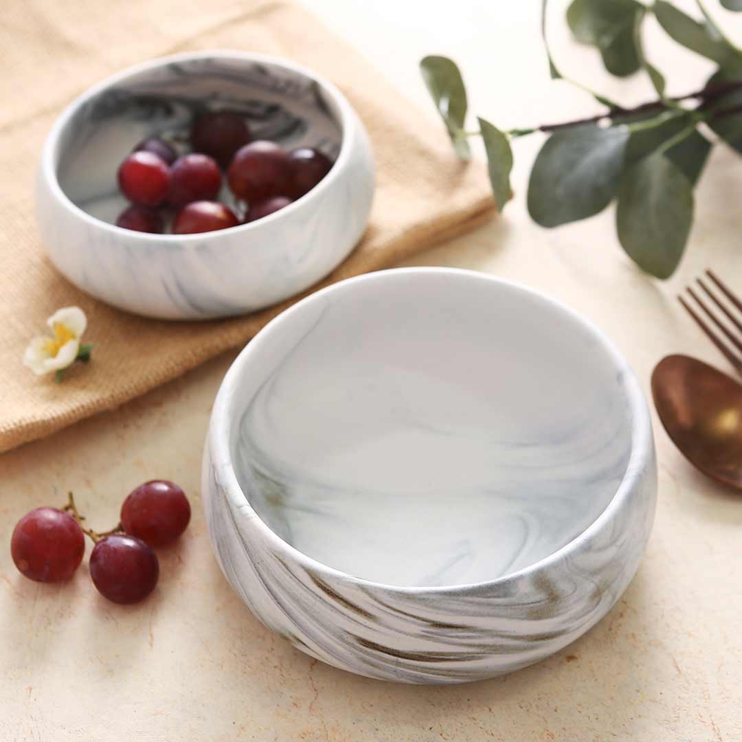 Teramo Stoneware  6” Vegetable Bowl – Marble White