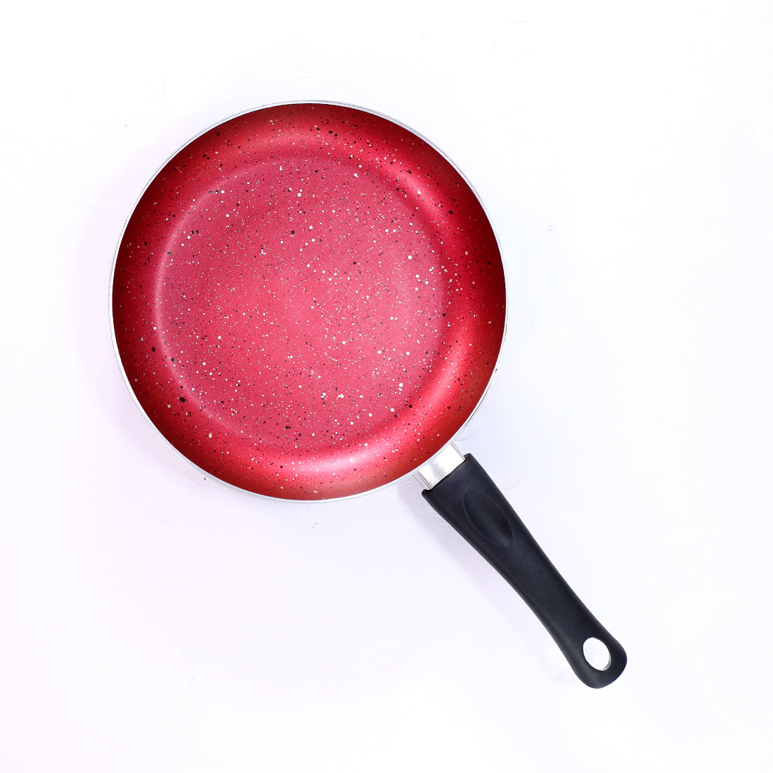 Ruby Set Red 24 cm, Wok. Fry-Pan, Dosa Tawa, Non-Stick - Meta Tuff, Glass Lid with Steam vent