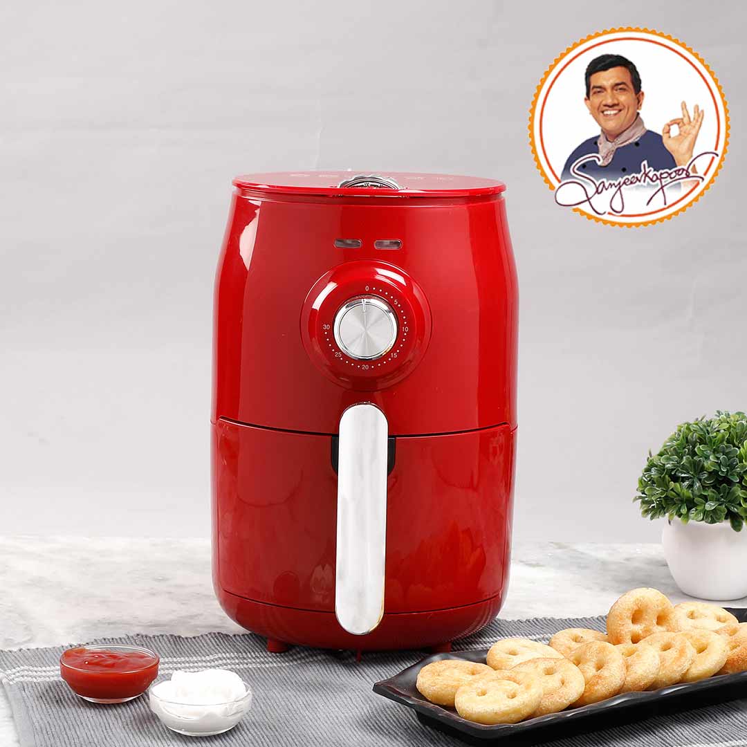 Crimson Edge Air Fryer and Royal Velvet Set Red