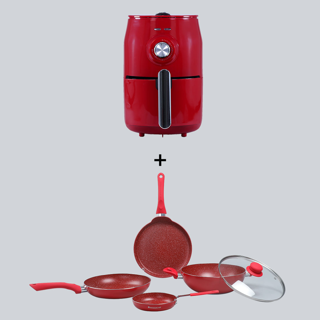 Crimson Edge Air Fryer and Royal Velvet Set Red