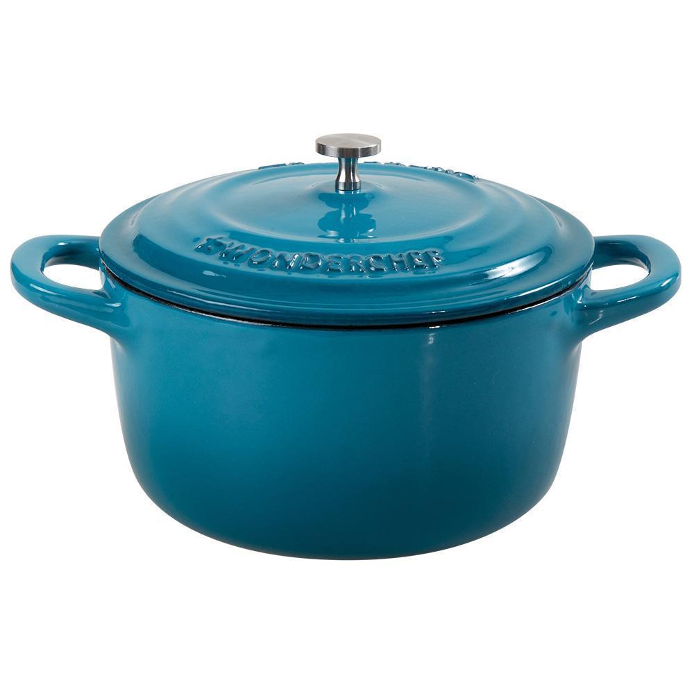 Wonderchef Ferro Cast-Iron 22Cm Casserole With Lid 2.8L - Blue-Cookware