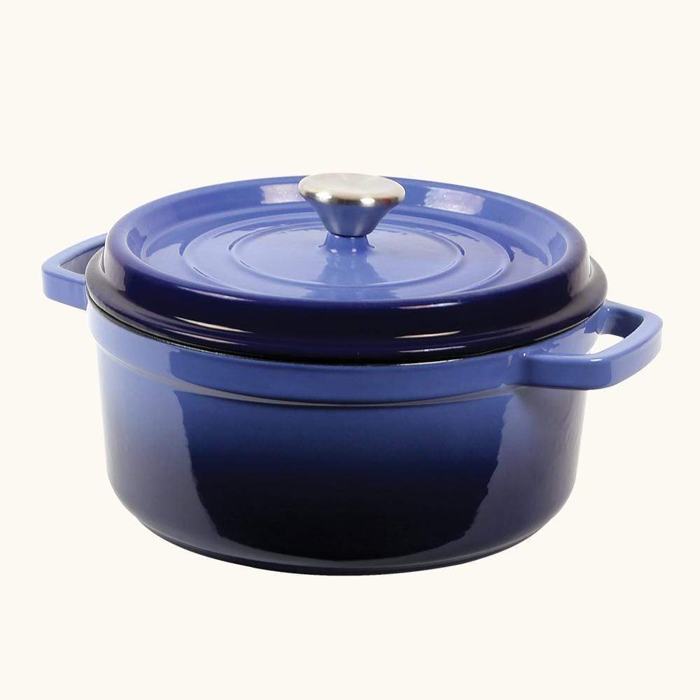 Ferro Cast Iron Casserole with Lid 24cm Blue - Wonderchef