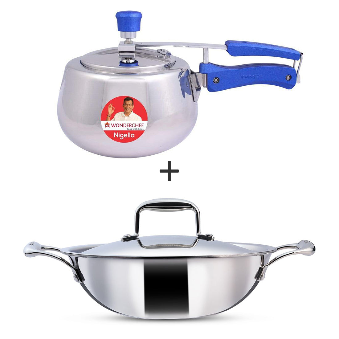 Nigella Stainless Steel Inner Lid Pressure Cooker 3L and Nigella Stainless Steel Triply Kadhai