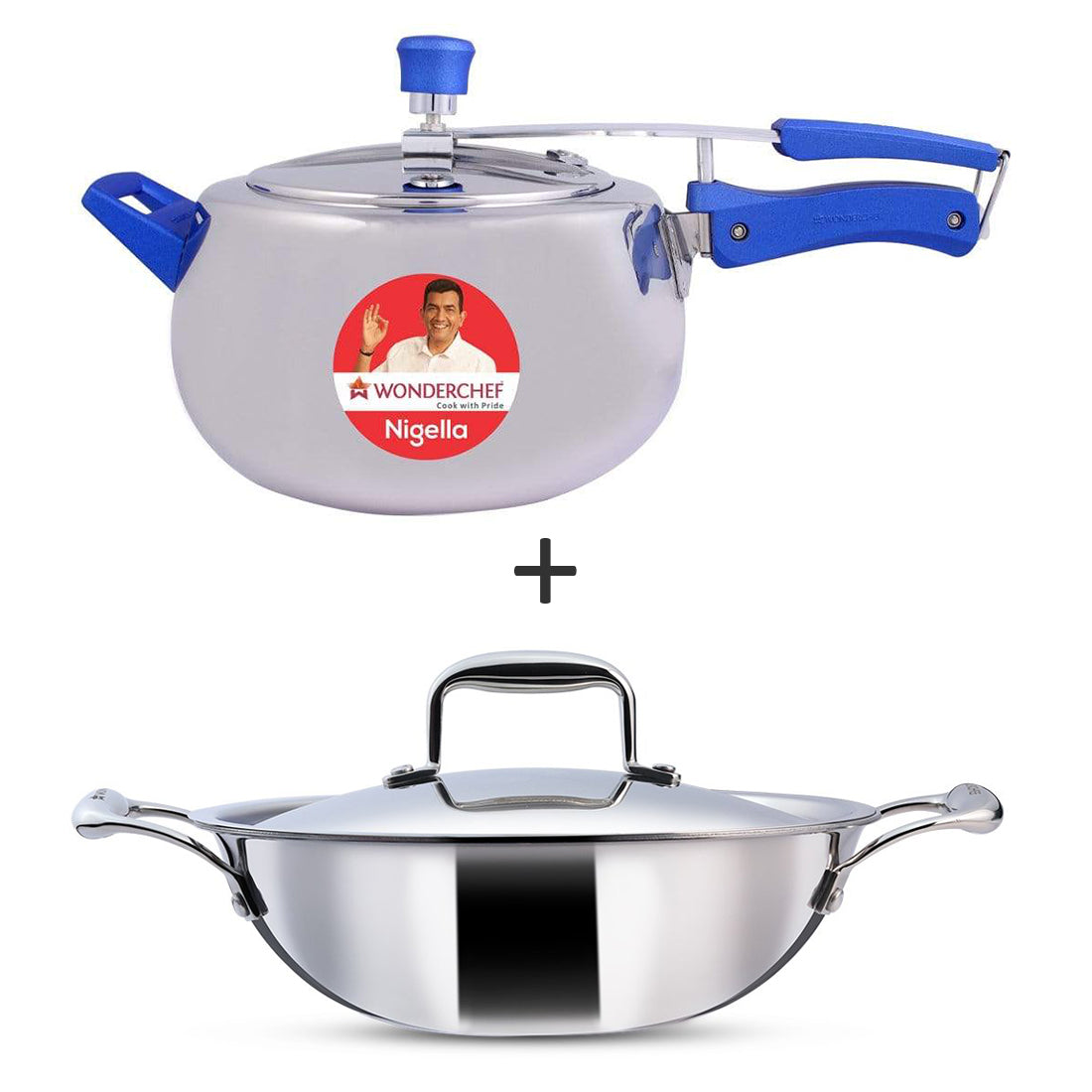 Nigella Stainless Steel Inner Lid Pressure Cooker 5L  and Nigella Triply Stainless Steel Kadhai