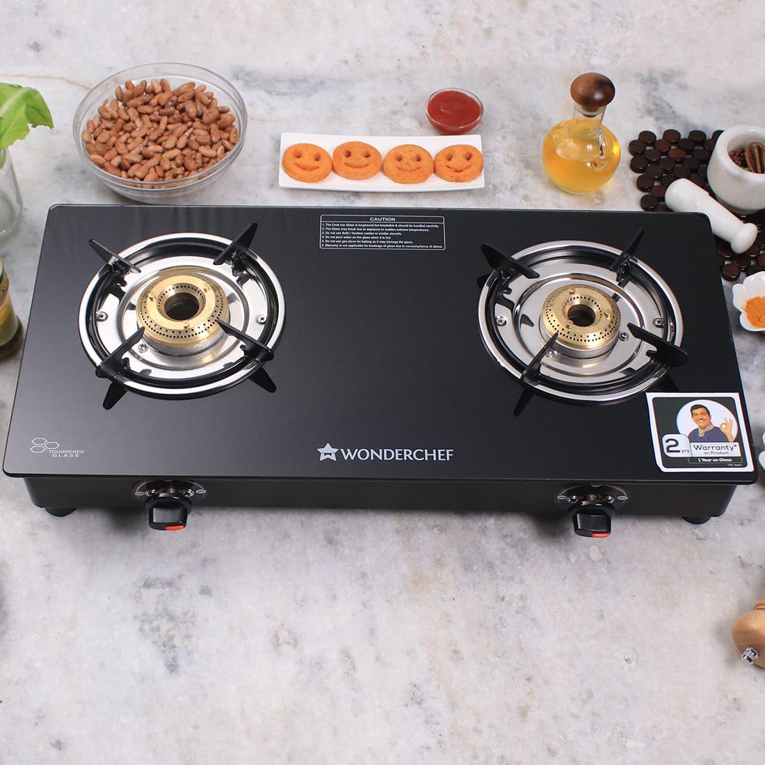 Wonderchef Ruby Black 2 Burner Glass Cooktop - Wonderchef