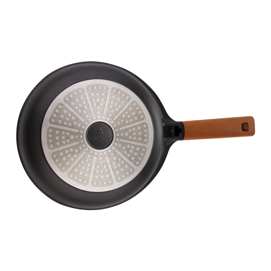 Caesar Non-stick Fry Pan, Induction Bottom, Wooden Handle, Die-cast Aluminium- 26cm, 2.3L, 5mm, 5 Years Warranty, Black