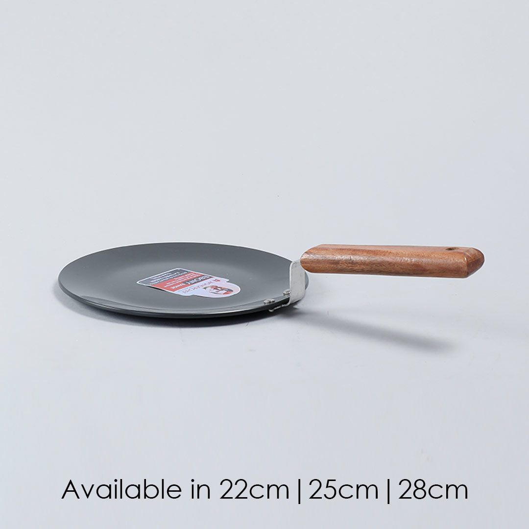 Ebony Roti Tawa, Induction Bottom, Wooden Handle, Hard Anodized Aluminium- 22cm, 4.06mm, 5 Years Warranty, Black