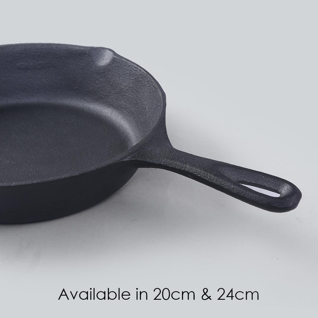 Forza Cast-iron Fry Pan, Pre-Seasoned Cookware, Induction Friendly, 24cm, 3.8mm