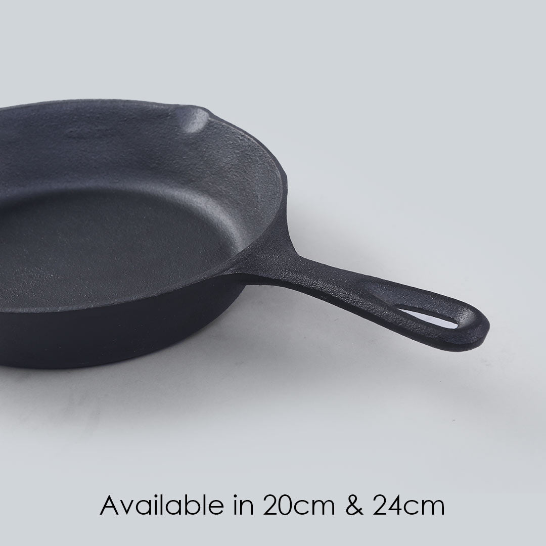 Forza Cast-Iron Fry Pan, Pre-Seasoned Cookware, Induction Friendly, 20cm, 3.8mm