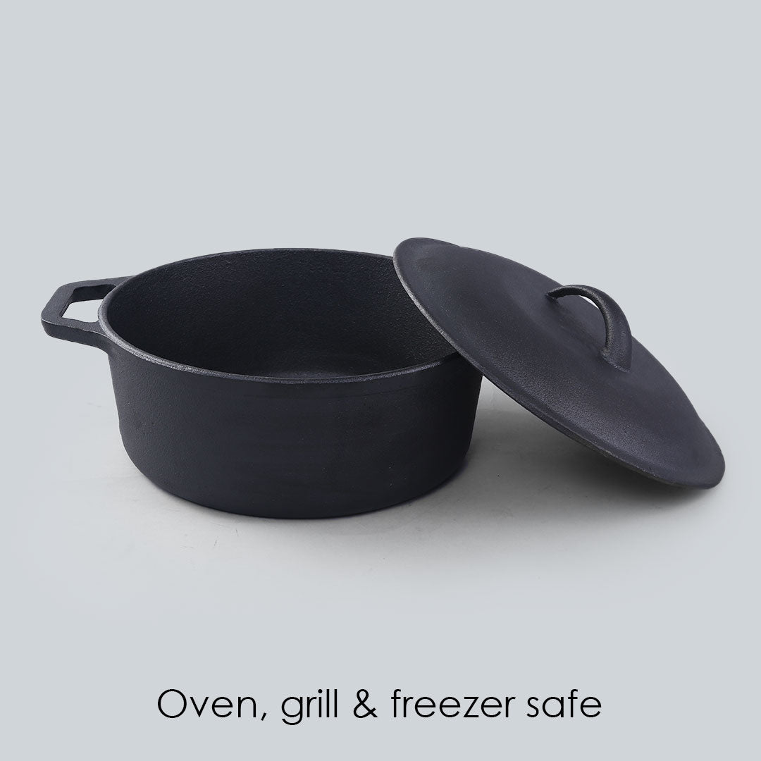 Forza Cast-iron Casserole With Lid, Pre-Seasoned Cookware, Induction Friendly, 25cm, 4.7L, 3.8mm