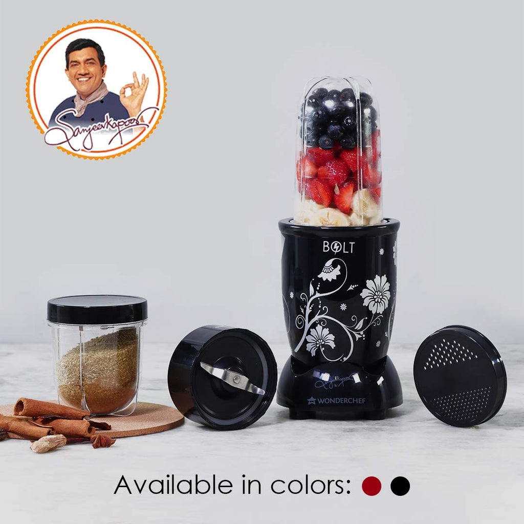 Nutri-blend BOLT-600W Mixer-Grinder, Stronger & Swifter with Sipper Lid, 22000RPM, 2 Unbreakable Jars, Sharper Steel Blades, 2 Years Warranty, Black, Online Recipe Book By Chef Sanjeev Kapoor