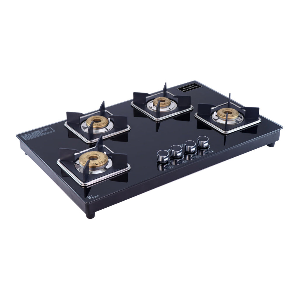 Octavia Auto 4 Burner, Ergonomic knobs, 8 mm thick toughened glass, 2 Years warranty