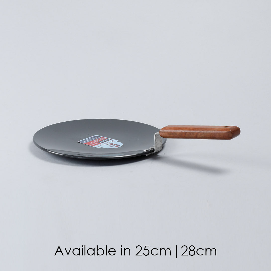 Ebony Roti Tawa, Wooden Handle With Rivets, Hard Anodized Aluminium- 28cm, 4.88mm, 2 Years Warranty, Black