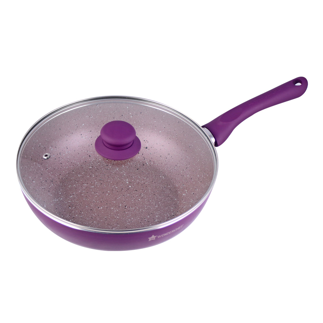 Royal Velvet Aluminium Non-stick Wok With Lid 24cm, 2.7L, Purple