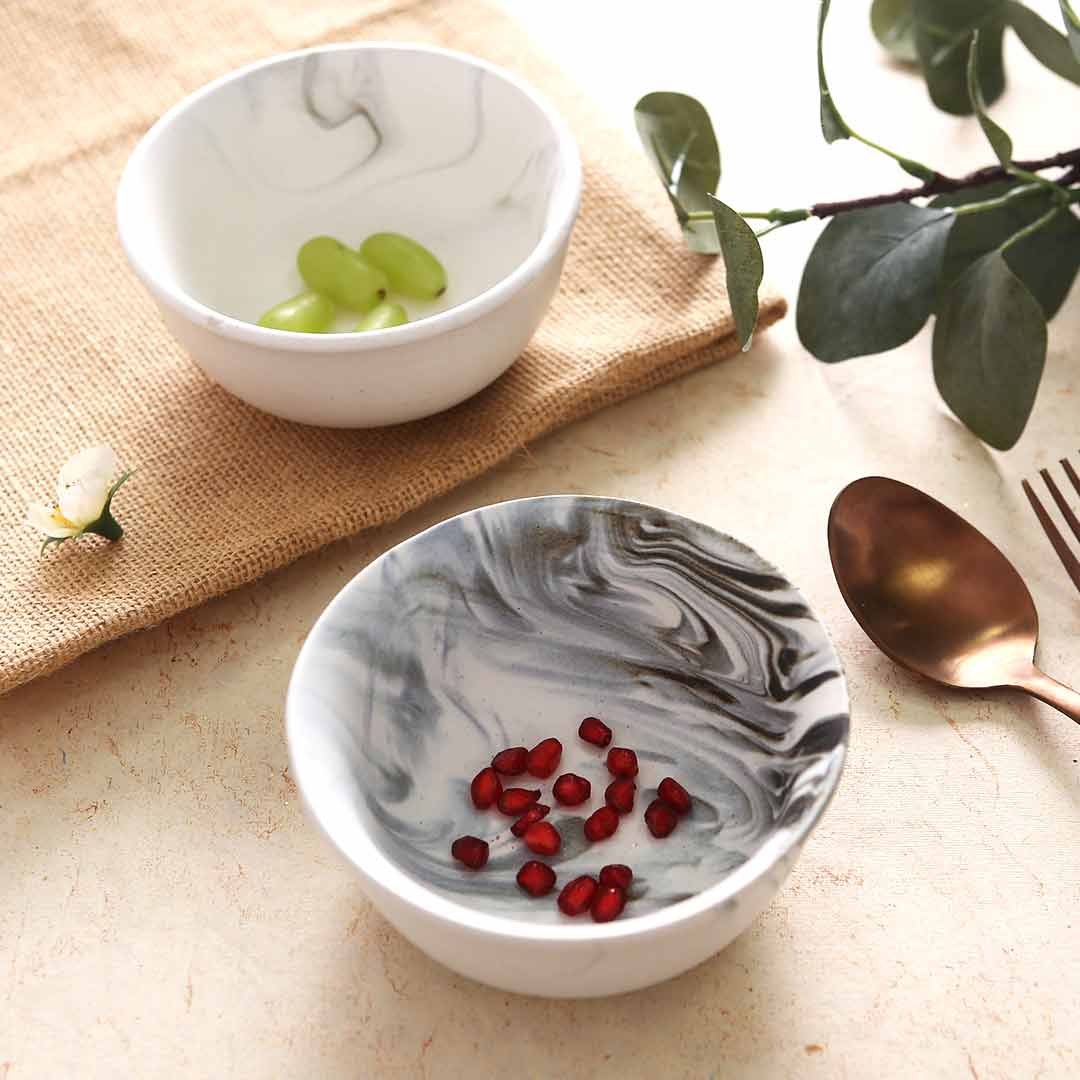 Teramo Stoneware Soup Bowl - Marble White (Set of 2)