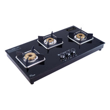 Load image into Gallery viewer, Octavia Auto 3 Burner, Ergonomic knobs, 8 mm thick toughened glass, 2 Years warranty