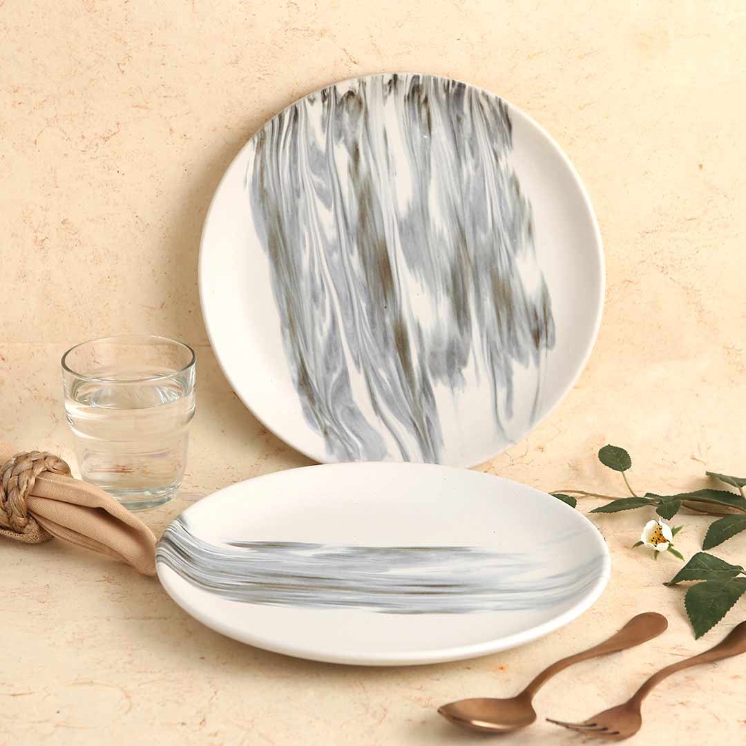 Teramo Stoneware 11" Dinner Plate - Marble White (Set of 2)