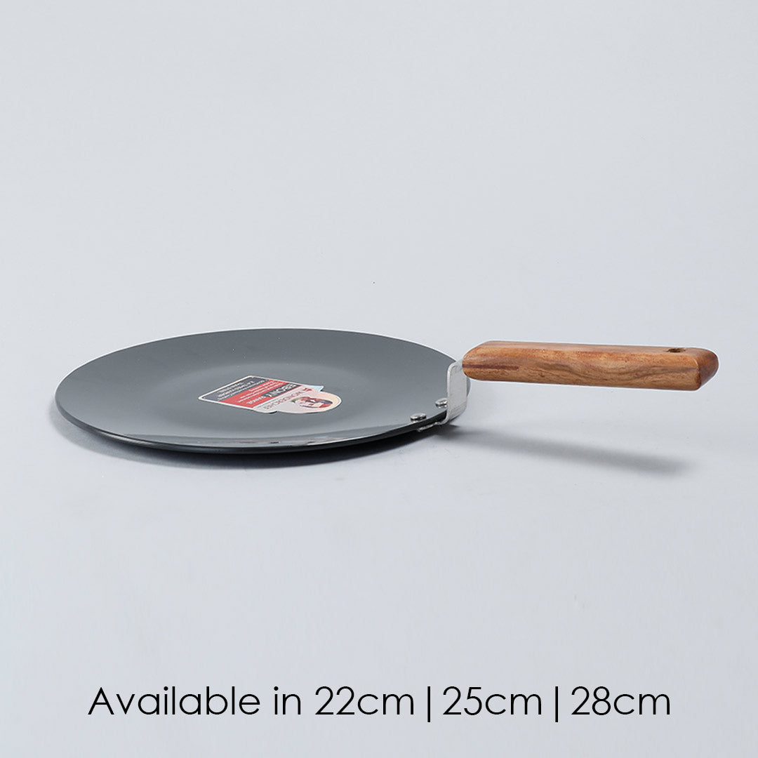 Ebony Roti Tawa, Induction Bottom, Wooden Handle, Hard Anodized Aluminium- 28cm, 4.06mm, 5 Years Warranty, Black