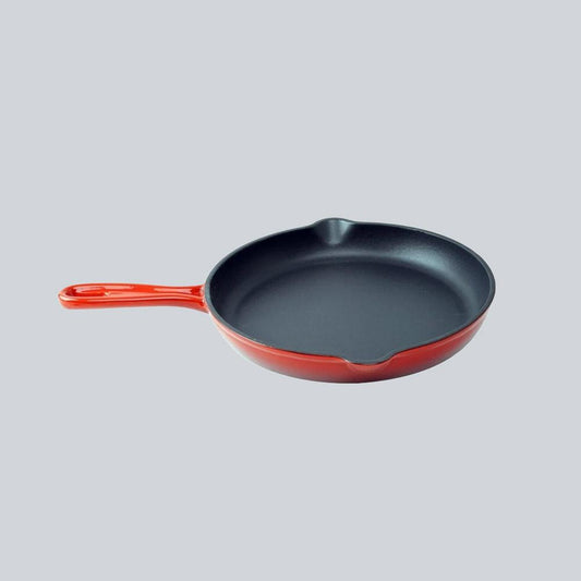 Ferro Cast-iron Frying Pan, Corrosion-Resistant Coating, Compatible on Induction- 26cm, 1.6L,  5 Years Warranty, Red