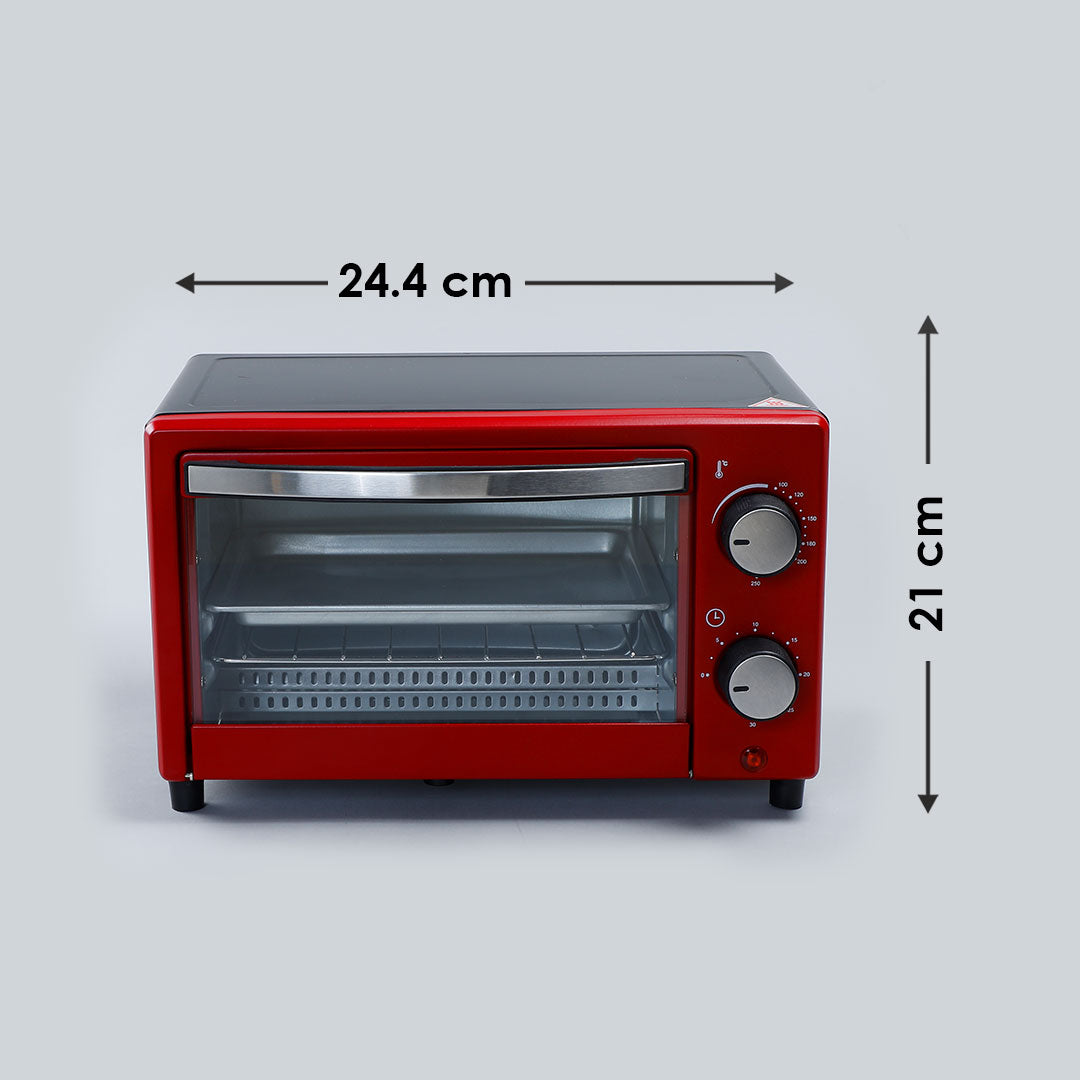 Oven Toaster Griller (OTG) Crimson Edge - 9 Litres - with Auto-shut Off, Heat-resistant Tempered Glass, Multi-stage Heat Selection, 2 Years Warranty, 650W, Red