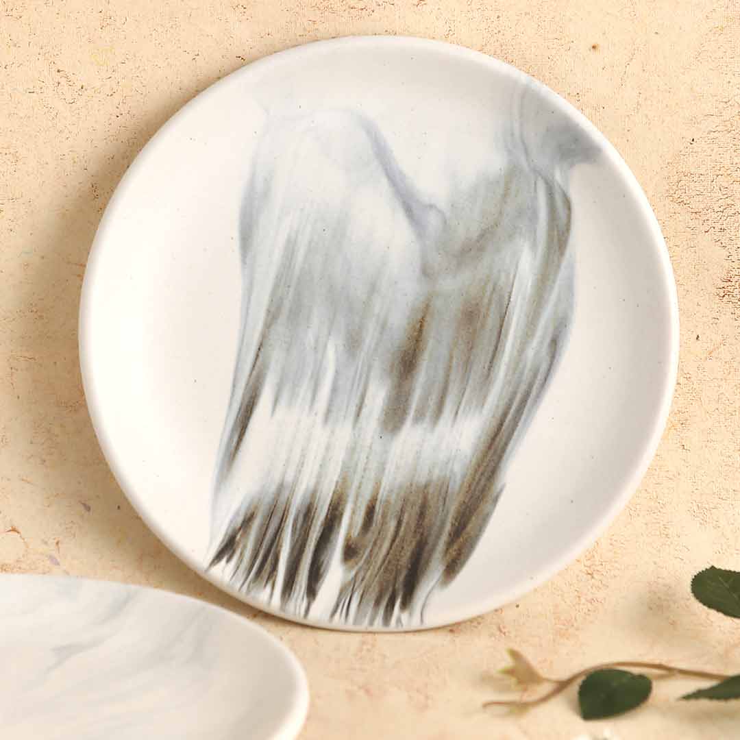 Teramo Stoneware 7" Quarter Plate - Marble White (Set of 2)