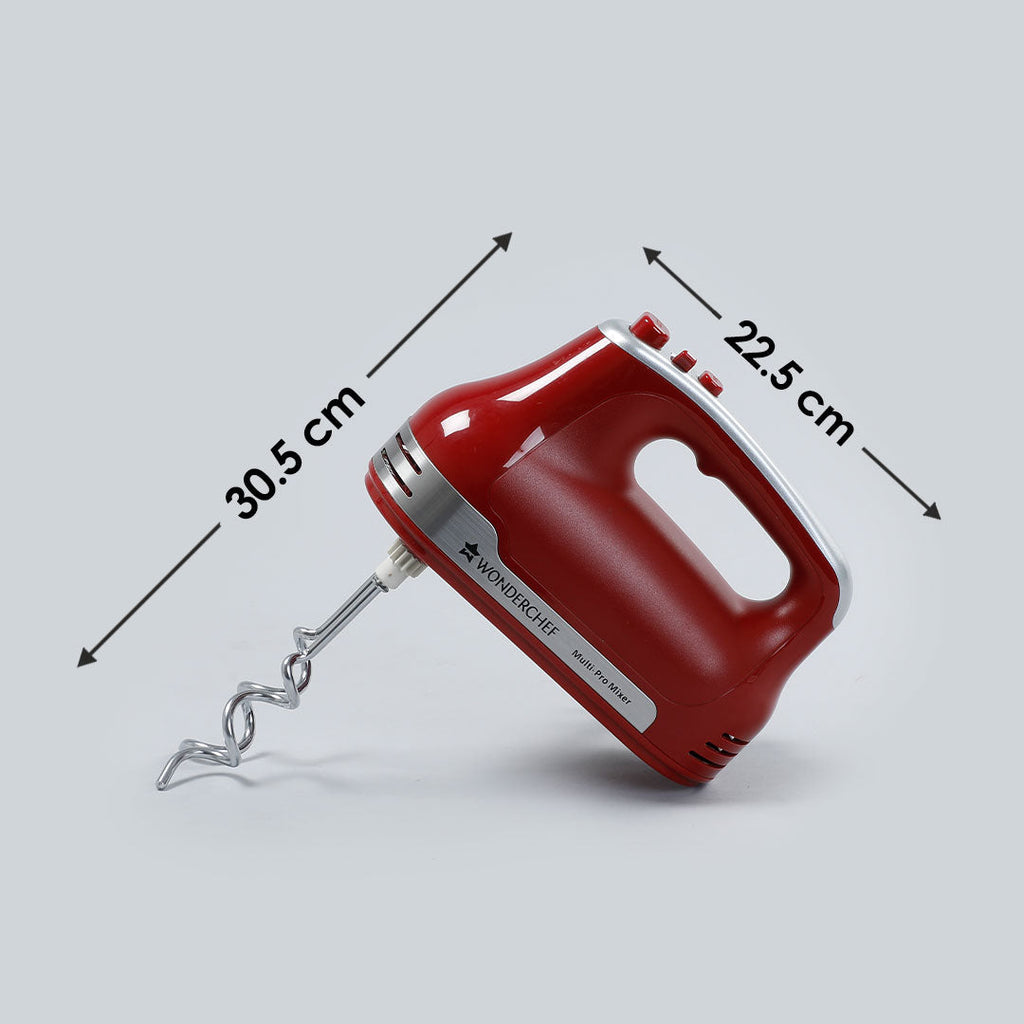 Hand Mixer Crimson Edge, 5 Speed Setting with Stainless Steel Beaters and Dough Hooks, 2 Years Warranty, 300W, Red