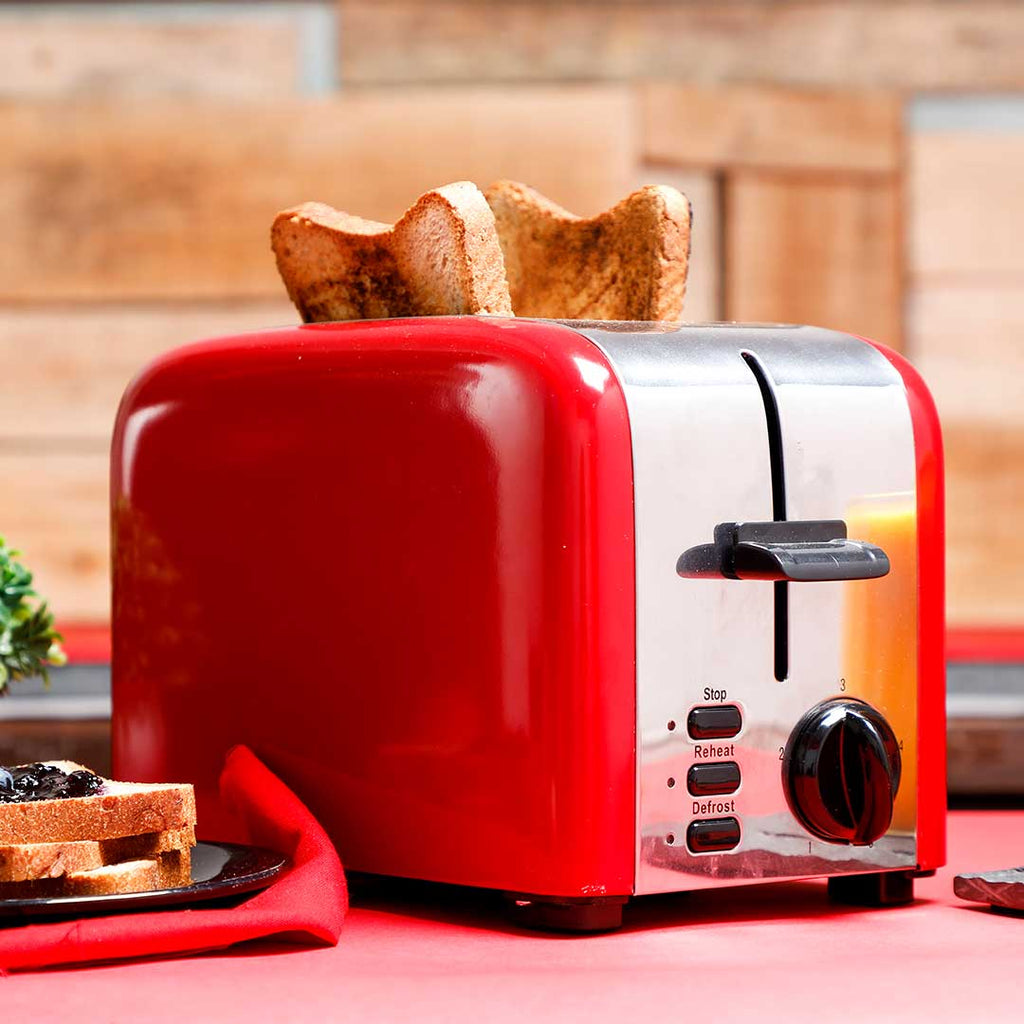 Pop Up 2 Slice Toaster Crimson Edge, 850W, 5 Browning Controls, Removable Crumb Tray, 2 Years Warranty, Red