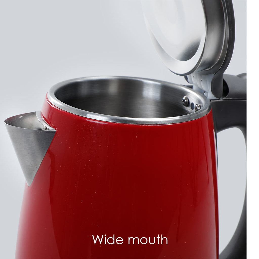 Electric Kettle Crimson Edge, 1.2 Litres, Stainless Steel Interior with Auto-shut Off, 2-level Safety, Cool Touch Plastic Exterior, 2 Years Warranty, 1500W, Red