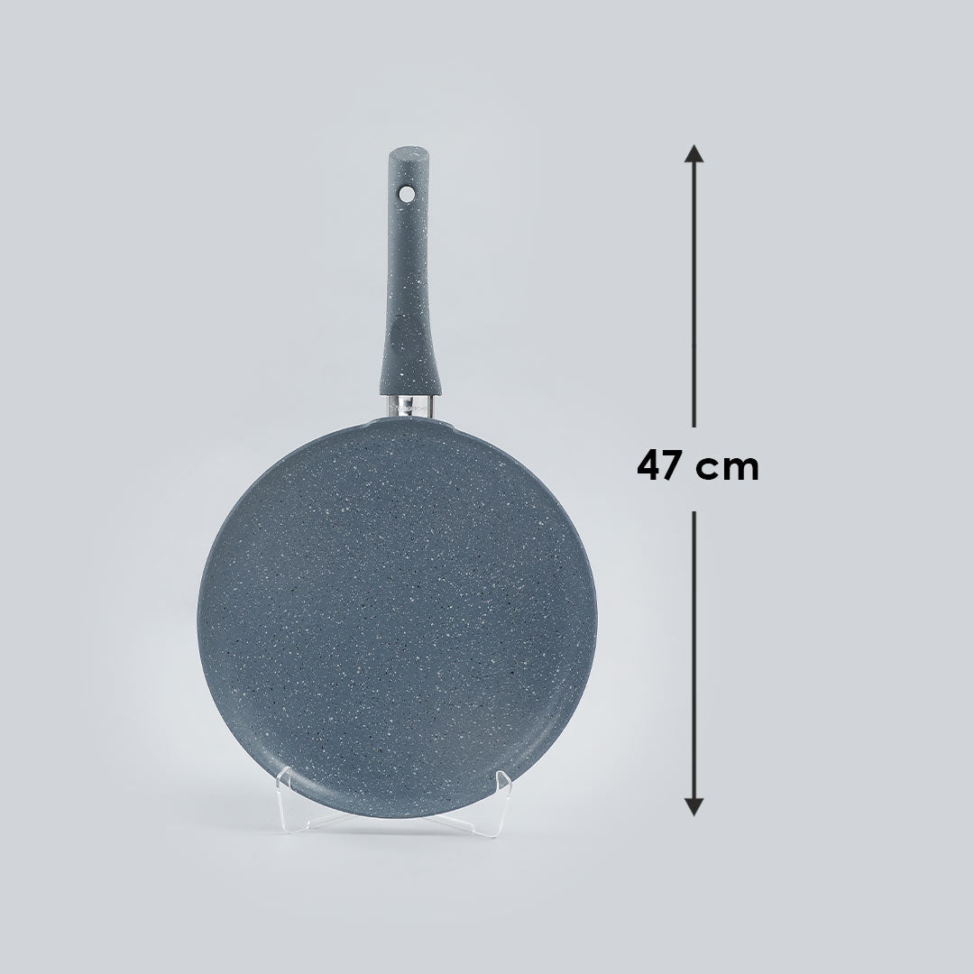 Granite Non-stick Dosa Tawa, Induction Bottom, Soft-touch Handle, Virgin Grade Aluminium, PFOA/Heavy metals free, 3.5mm, 2 years Warranty, Grey