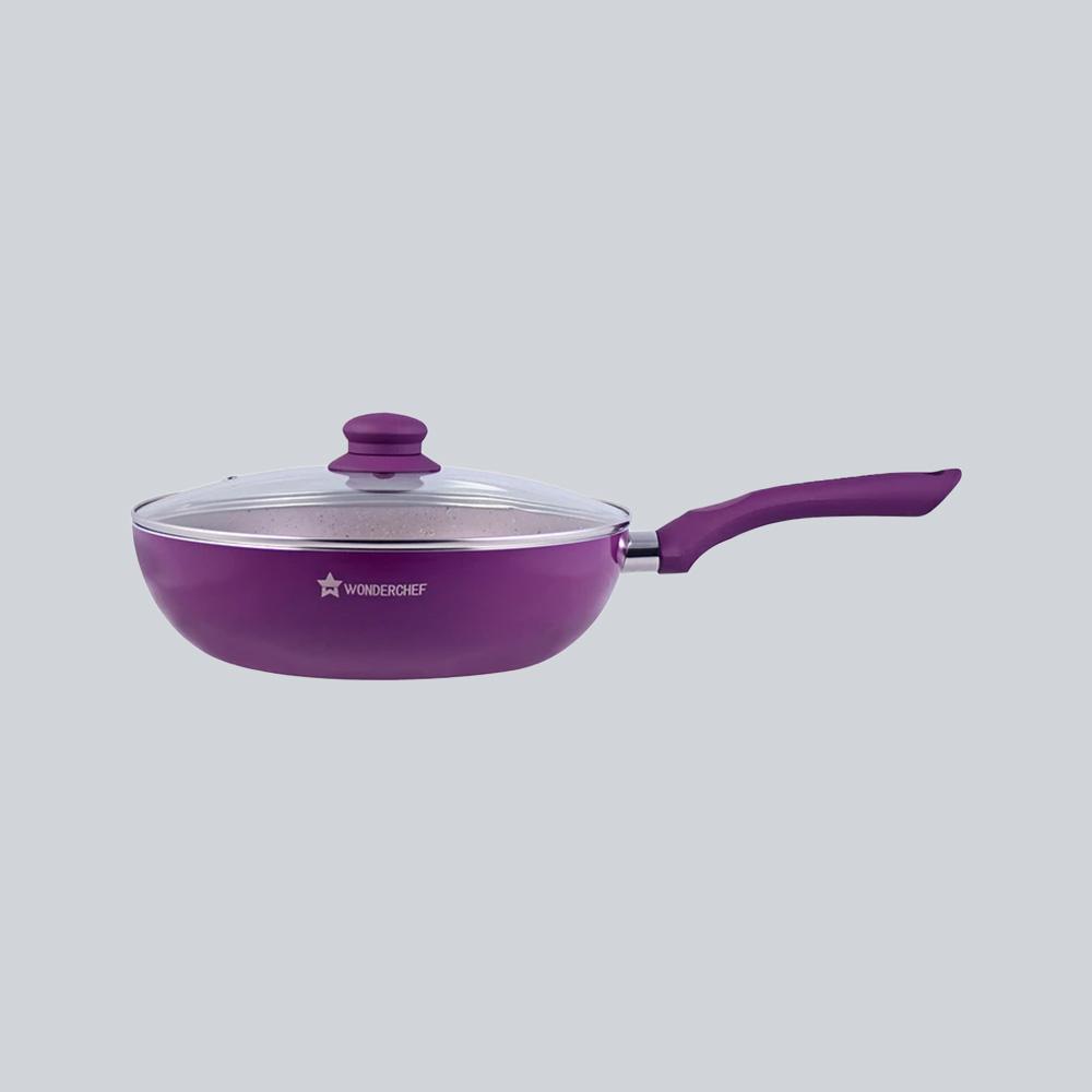 Royal Velvet Aluminium Non-stick Wok With Lid 24cm, 2.7L, Purple