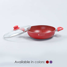 Load image into Gallery viewer, Royal Velvet Nonstick 2H Wok with Lid - Red, Induction bottom, soft Touch Handles, Virgin Grade Aluminium, PFOA/Heavy Metals Free, 3mm, 26cm, 3L, 2 Years Warranty