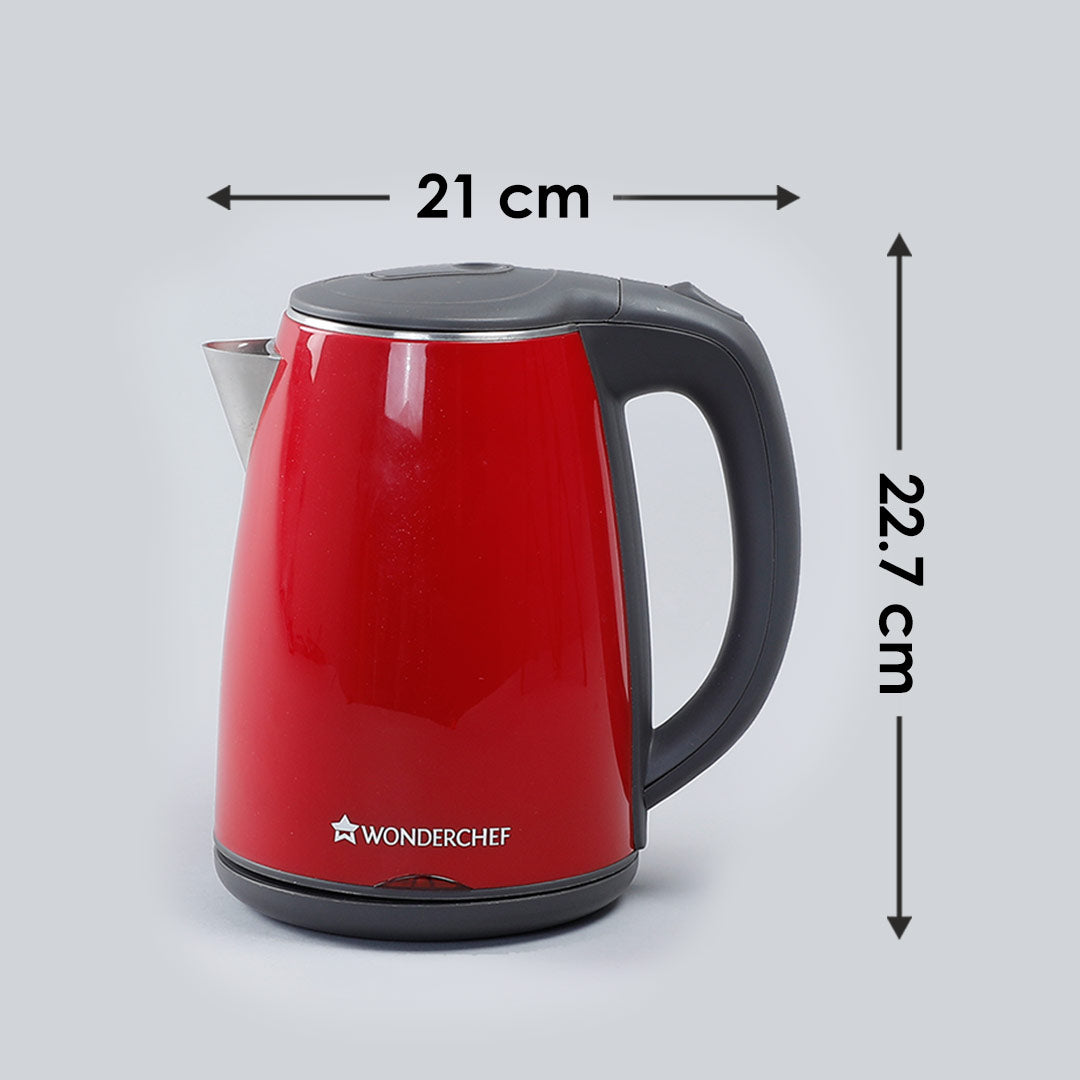 Electric Kettle Crimson Edge, 1.2 Litres, Stainless Steel Interior with Auto-shut Off, 2-level Safety, Cool Touch Plastic Exterior, 2 Years Warranty, 1500W, Red