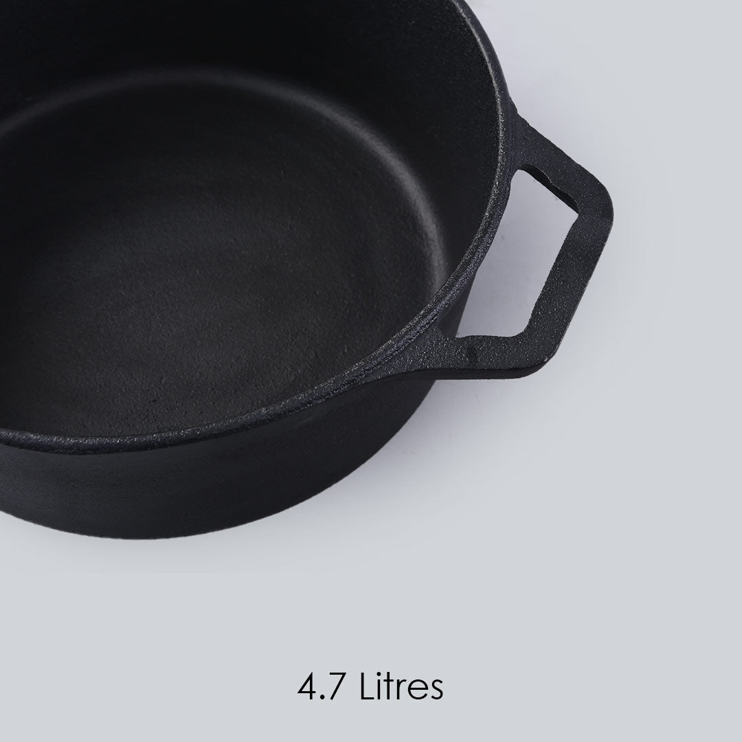 Forza Cast-iron Casserole With Lid, Pre-Seasoned Cookware, Induction Friendly, 25cm, 4.7L, 3.8mm