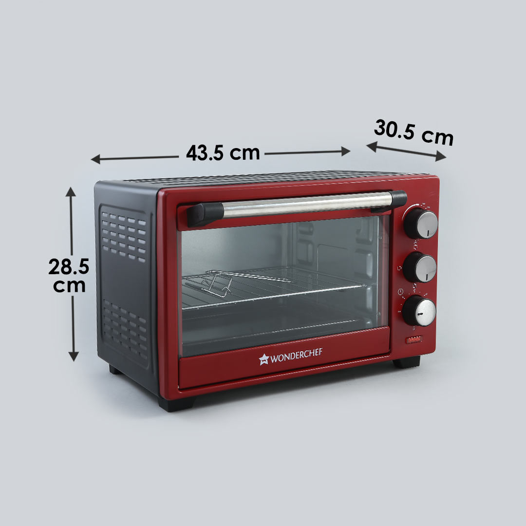 Oven Toaster Griller (OTG) Crimson Edge - 19 Litres - with Auto-shut Off, Heat-resistant Tempered Glass, Multi-stage Heat Selection, 2 Years Warranty, 1280W, Red