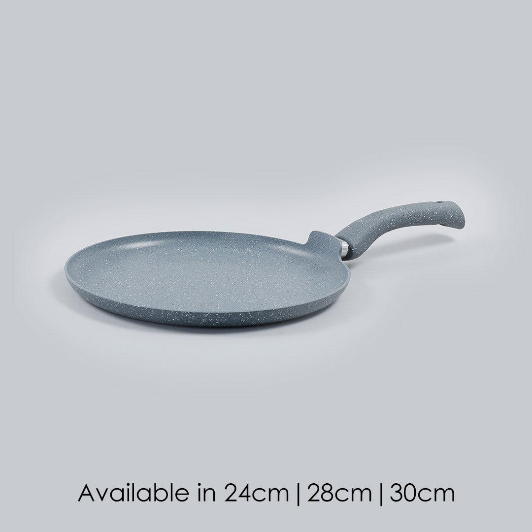 Granite Non-stick Dosa Tawa, Induction Bottom, Soft-touch Handle, Virgin Grade Aluminium, PFOA/Heavy metals free, 3.5mm, 2 years Warranty, Grey