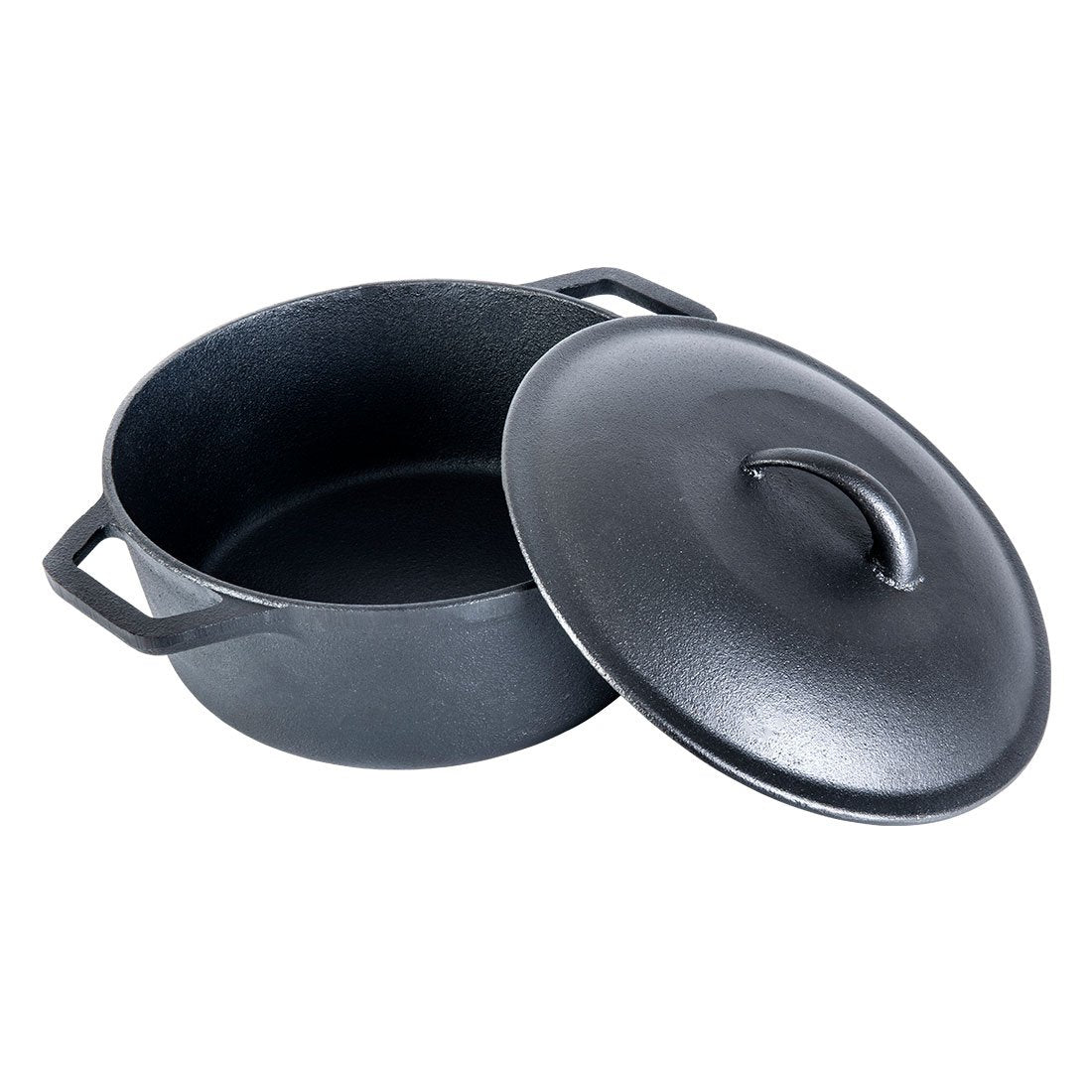 Forza Cast-Iron Fry Pan, Pre-Seasoned Cookware, Induction Friendly, 20cm, 3.8mm and Forza Cast-Iron Casserole With Lid, Pre-Seasoned Cookware, Induction Friendly, 25cm, 4.7L, 3.8mm