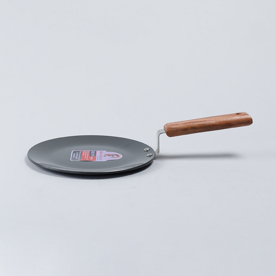 Ebony Roti Tawa, Induction Bottom, Wooden Handle, Hard Anodized Aluminium- 22cm, 4.06mm, 5 Years Warranty, Black