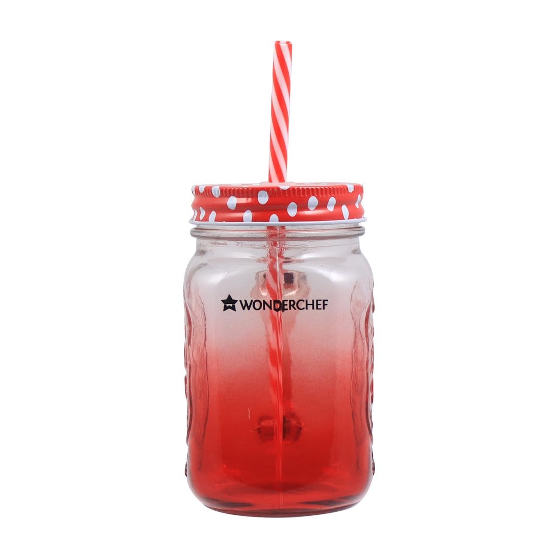 Wonderchef Mason Jar Set 450Ml (Red And Green) - Wonderchef